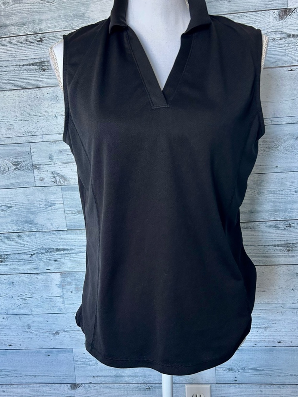 PGA Tour Black Sleeveless Polo Tank Top